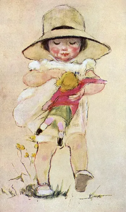 Framed Print : Little girl with doll by Muriel Dawson
