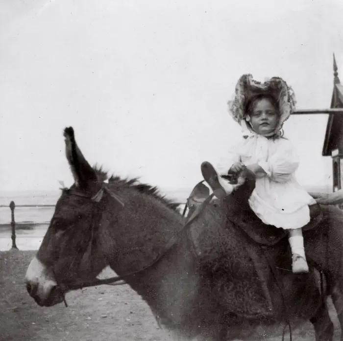 Framed Print : Little girl on a donkey, Saltburn, North Yorkshire Framed Print : Little girl on a donkey, Saltburn, North Yorkshire
