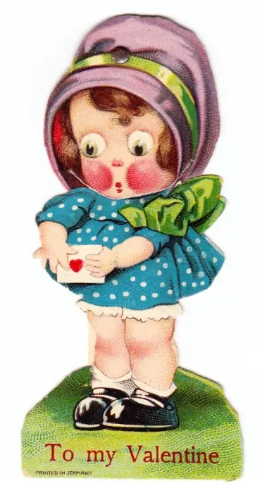Framed Print : Little girl with envelope on a Valentine card Framed Print : Little girl with envelope on a Valentine card