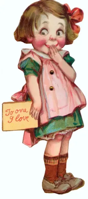 Framed Print : Little girl with envelope on a Valentine card Framed Print : Little girl with envelope on a Valentine card