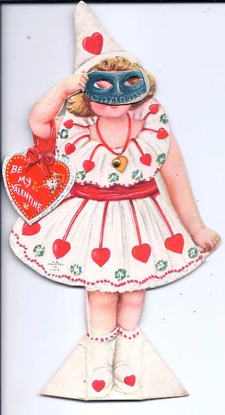 Little girl in fancy dress on a Valentine card