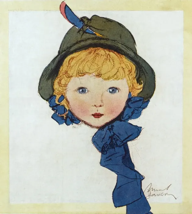 Framed Print : Little girl in green hat by Muriel Dawson Framed Print : Little girl in green hat by Muriel Dawson