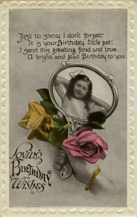Framed Print : Little girl in hand mirror, with roses Framed Print : Little girl in hand mirror, with roses