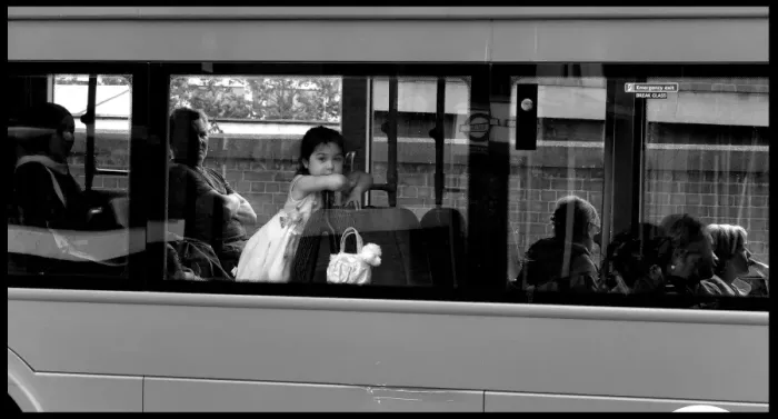 Framed Print : Little girl on London bus Framed Print : Little girl on London bus
