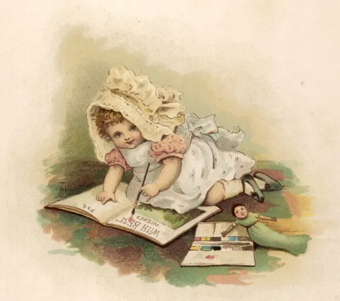 Framed Print : Little Girl Paints 1888 Framed Print : Little Girl Paints 1888