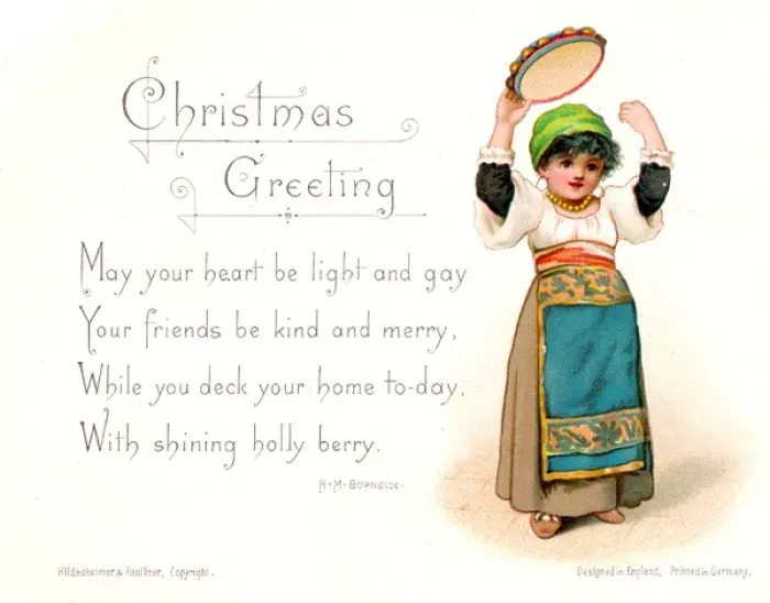 Framed Print : Little girl in peasant costume on a Christmas card Framed Print : Little girl in peasant costume on a Christmas card