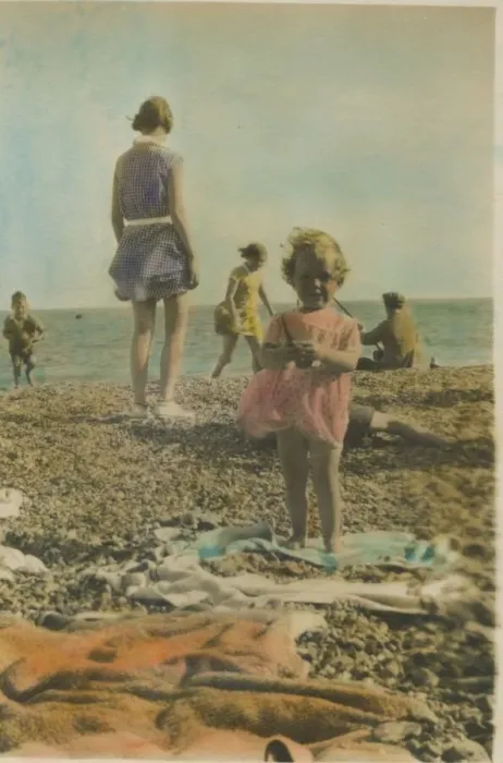 Framed Print : A little girl pictured playing on the beach at Bognor Regis, 1920s. Date: 1920s Framed Print : A little girl pictured playing on the beach at Bognor Regis, 1920s. Date: 1920s