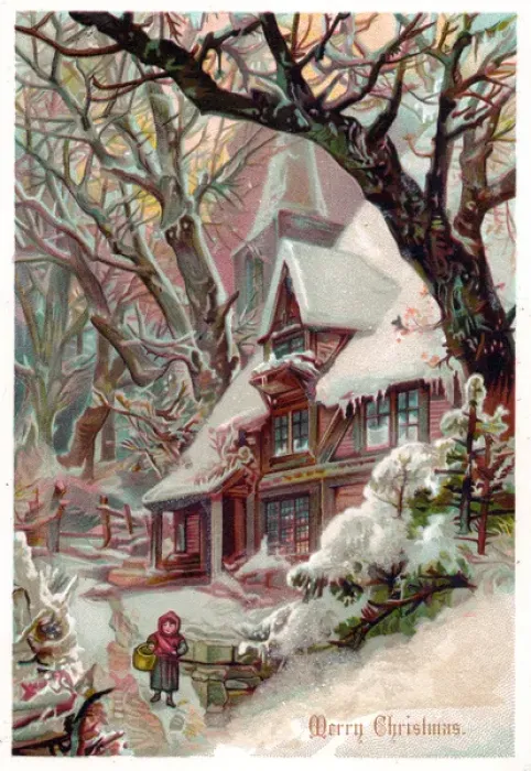 Framed Print : Little girl in the snow on a Christmas card Framed Print : Little girl in the snow on a Christmas card
