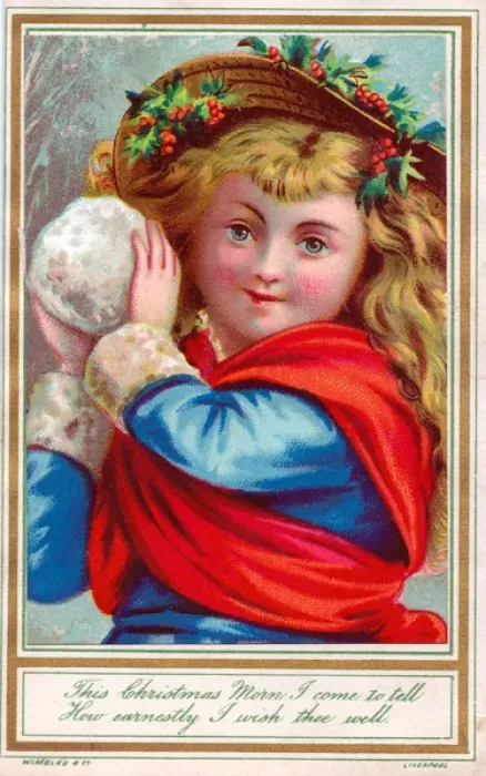 Framed Print : Little girl with snowball on a Christmas card Framed Print : Little girl with snowball on a Christmas card