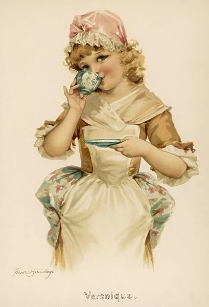 Little Girl Takes Tea