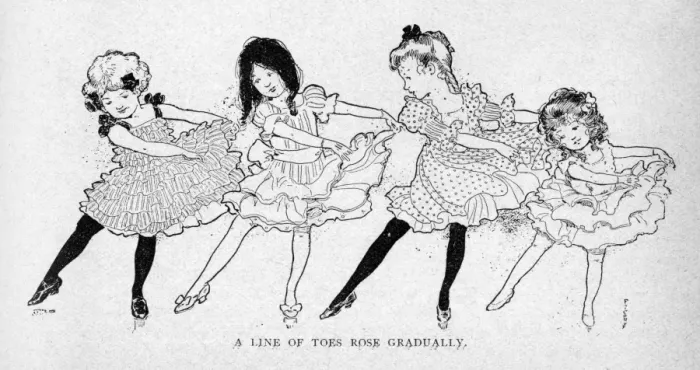 Framed Print : Little girls dancing in a row Framed Print : Little girls dancing in a row