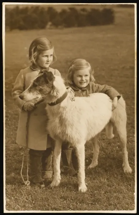 Framed Print : Two Little Girls and Dog Framed Print : Two Little Girls and Dog