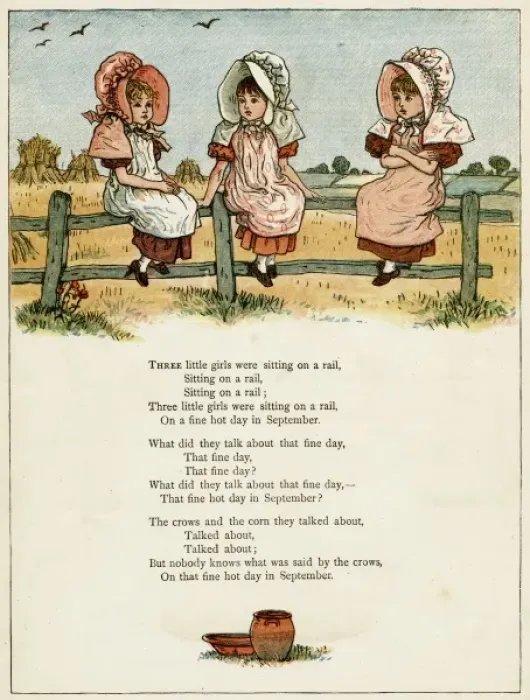 Framed Print : Three little girls sitting on a fence Framed Print : Three little girls sitting on a fence