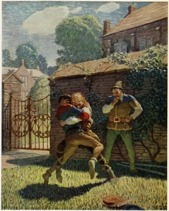 Framed Print : Little John wrestles at gamewell Framed Print : Little John wrestles at gamewell
