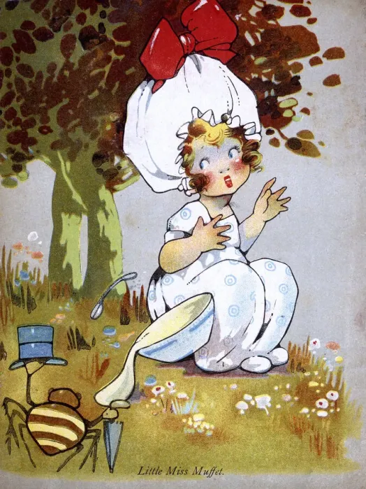 Framed Print : Little Miss Muffet by Agnes Richardson Framed Print : Little Miss Muffet by Agnes Richardson