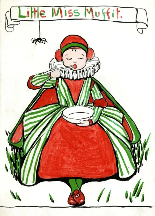 Framed Print : Little Miss Muffit, by Minnie Asprey Framed Print : Little Miss Muffit, by Minnie Asprey