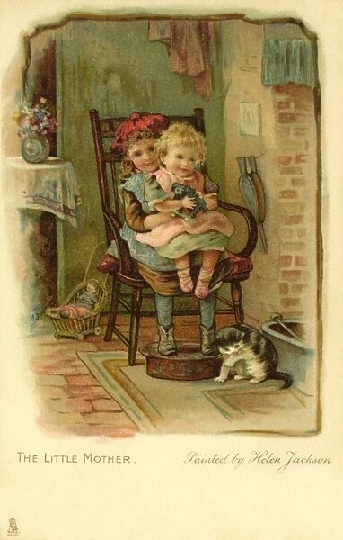 The little mother. Genre image of late Victorian life. Artist: Helen Jackson Date: 1898
