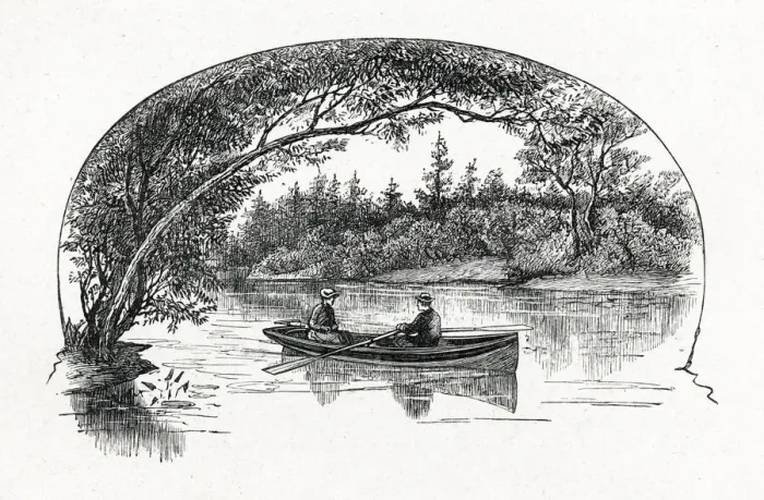Framed Print : Little Women - Jo and Laurie boating on the river Framed Print : Little Women - Jo and Laurie boating on the river