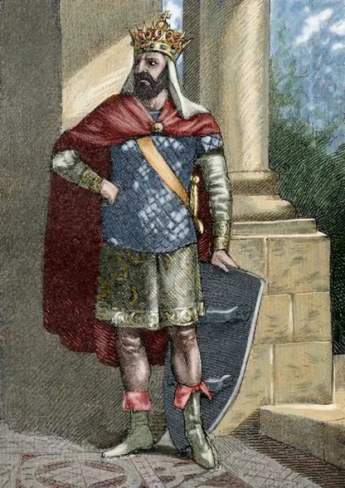 Framed Print : Liuvigild (c. 525-586). Engraving. Colored Framed Print : Liuvigild (c. 525-586). Engraving. Colored
