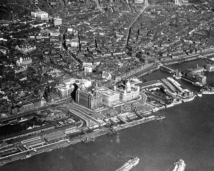 Framed Print : Liverpool from the air probably 1920s Framed Print : Liverpool from the air probably 1920s