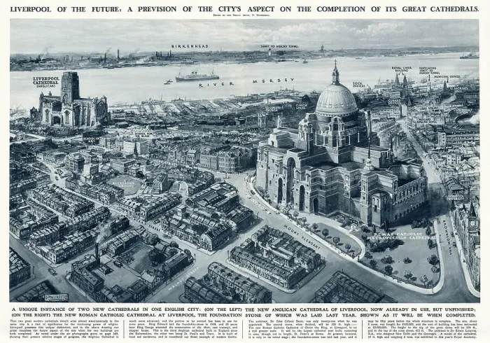 Framed Print : Liverpool of the future - two new cathedrals Framed Print : Liverpool of the future - two new cathedrals