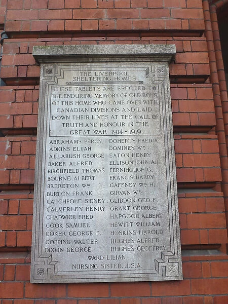 Liverpool Sheltering Homes plaque