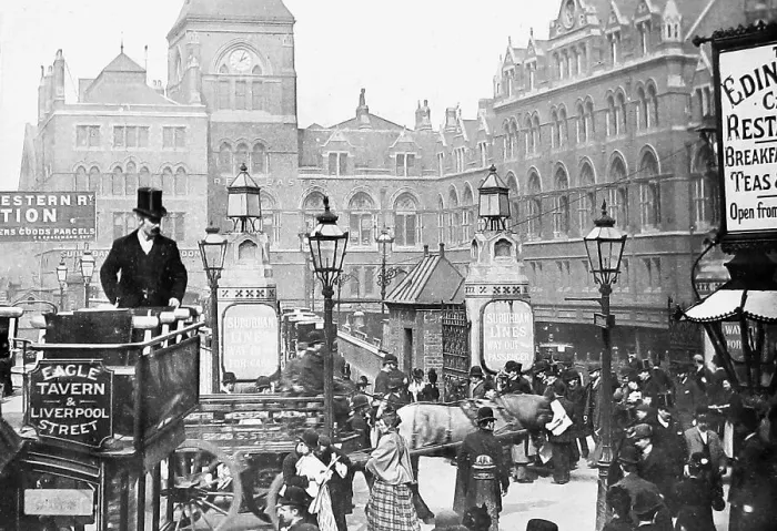 Framed Print : Liverpool Street Railway Station London Victorian period Framed Print : Liverpool Street Railway Station London Victorian period