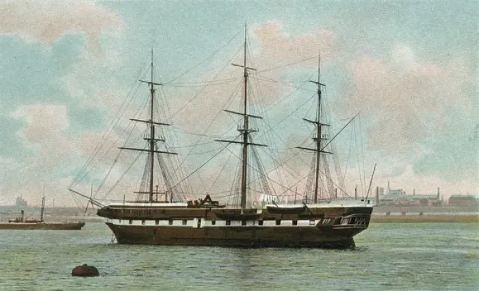 Framed Print : Liverpool Training Ship Indefatigable Pictorial, London Framed Print : Liverpool Training Ship Indefatigable Pictorial, London