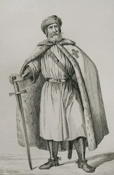 Framed Print : Livonian Brother of the Sword. Engraving, 19th century Framed Print : Livonian Brother of the Sword. Engraving, 19th century