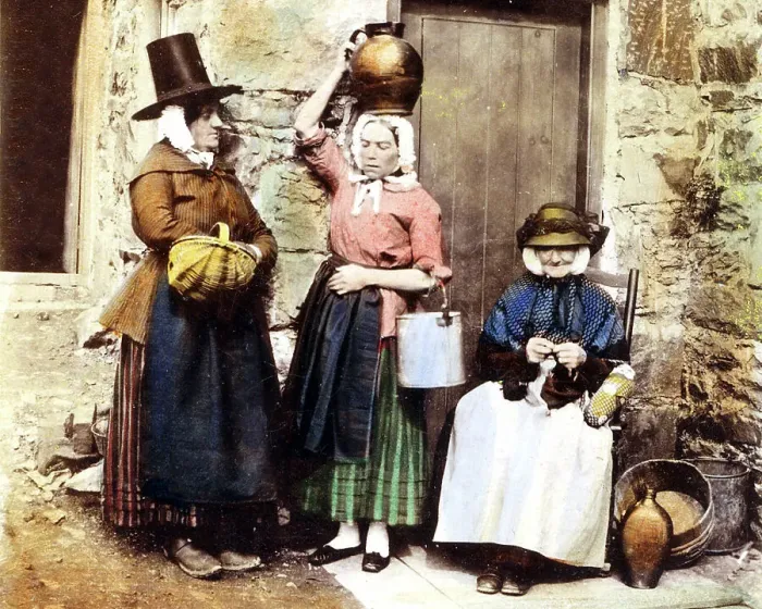 Framed Print : Llanberis - Ladies in Traditional Welsh Costume in the 1860s Framed Print : Llanberis - Ladies in Traditional Welsh Costume in the 1860s
