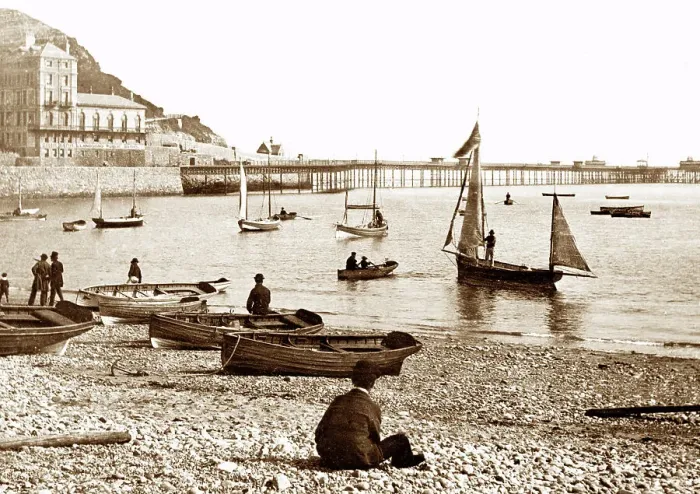 Framed Print : Llandudno Beach and Pier Victorian period Framed Print : Llandudno Beach and Pier Victorian period