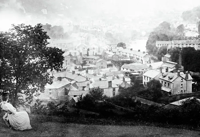Framed Print : Llangollen panorama, Wales, Victorian period Framed Print : Llangollen panorama, Wales, Victorian period