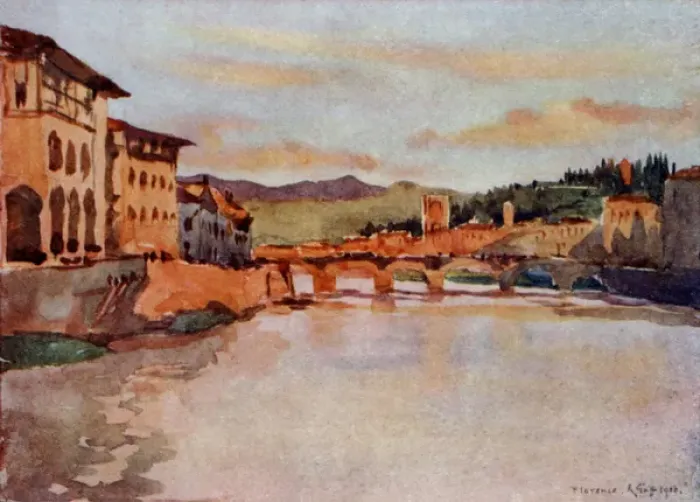 Framed Print : Llooking east from the Ponte Vecchio at Sunset, Florence Framed Print : Llooking east from the Ponte Vecchio at Sunset, Florence