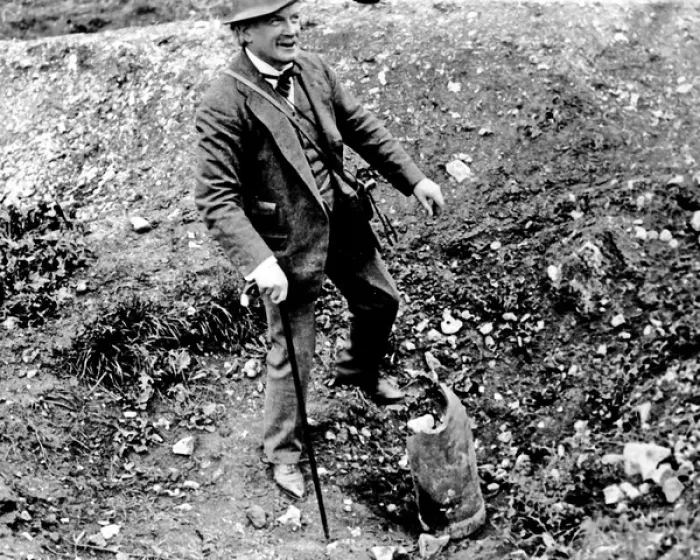 Framed Print : Lloyd George with remains of shell, Western Front, WW1 Framed Print : Lloyd George with remains of shell, Western Front, WW1