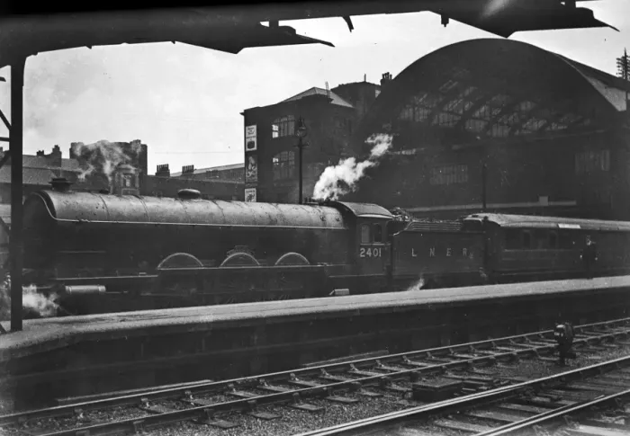 Framed Print : LNER steam engine outside a station Framed Print : LNER steam engine outside a station