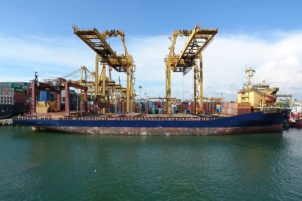 Loading containers at Colombo, Sri Lanka