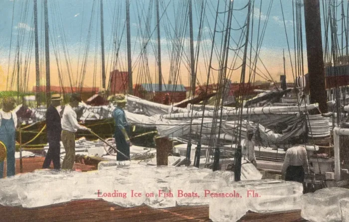 Framed Print : Loading ice onto Fishing Boats, Pensacola Framed Print : Loading ice onto Fishing Boats, Pensacola