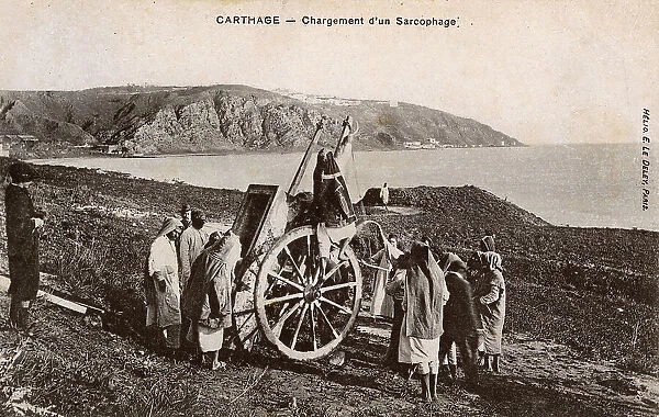Loading a sarcophagus, Carthage, Tunisia, North Africa