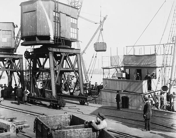 Loading supply ship, World War I
