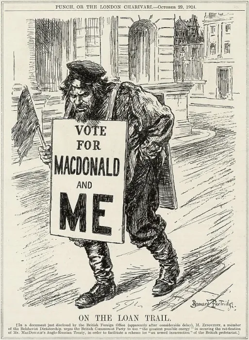 Framed Print : On the loan trail. Cartoon: A vote for Ramsay Macdonald's Labour party is a vote for bolshevism. In a document just disclosed by the British Foreign Office (apparently after considerable delay), M Framed Print : On the loan trail. Cartoon: A vote for Ramsay Macdonald's Labour party is a vote for bolshevism. In a document just disclosed by the British Foreign Office (apparently after considerable delay), M