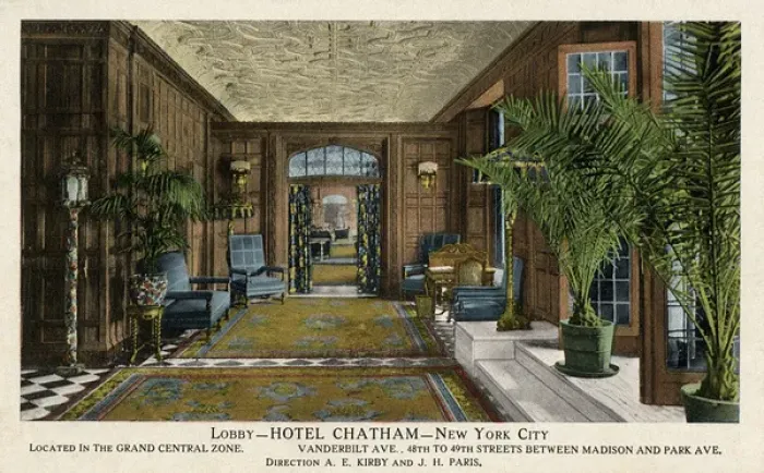 Framed Print : Lobby of Hotel Chatham in New York City, USA Framed Print : Lobby of Hotel Chatham in New York City, USA