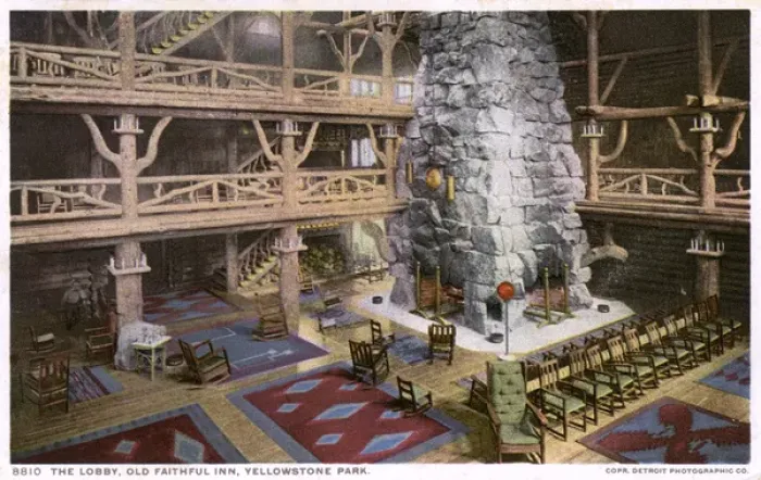 Framed Print : Lobby of Old Faithful Inn, Yellowstone National Park, USA Framed Print : Lobby of Old Faithful Inn, Yellowstone National Park, USA