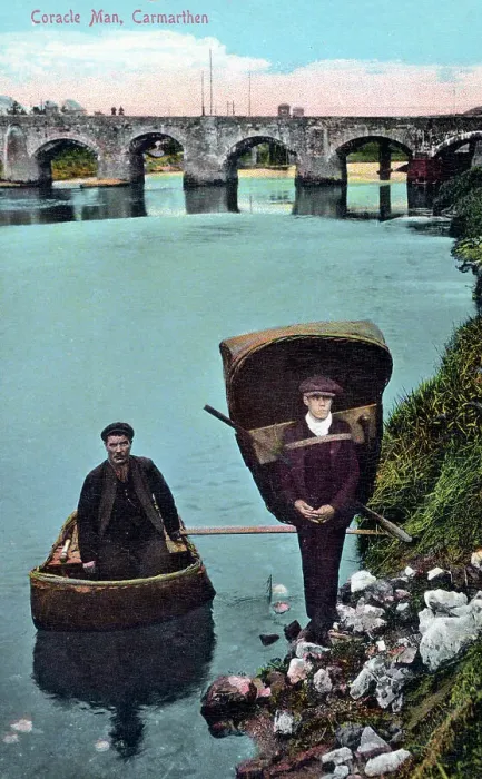 Framed Print : Local men and their coracles - Carmarthen, Wales Framed Print : Local men and their coracles - Carmarthen, Wales