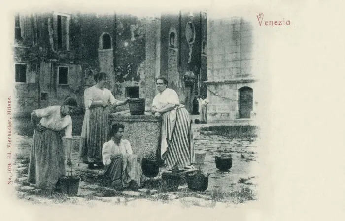 Framed Print : Local Women fetching drinking water from a well - Venice Framed Print : Local Women fetching drinking water from a well - Venice