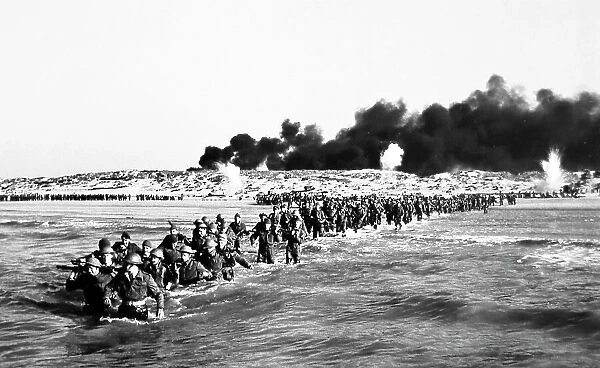 On location for the filming of Dunkirk released in 1958