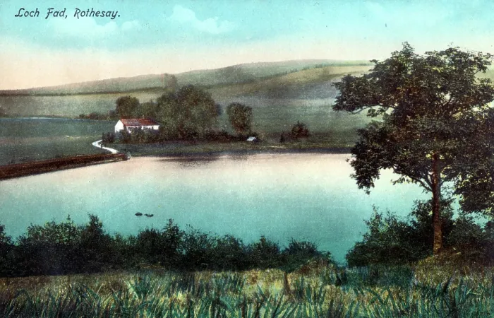 Framed Print : Loch Fad, Rothesay - a freshwater loch on the Isle of Bute in Scotland. Its name means 'long loch' in Scottish Gaelic. Date: circa 1909 Framed Print : Loch Fad, Rothesay - a freshwater loch on the Isle of Bute in Scotland. Its name means 'long loch' in Scottish Gaelic. Date: circa 1909