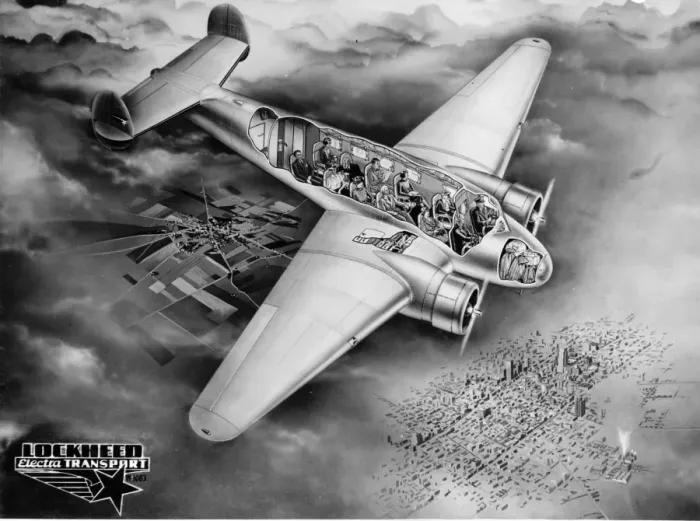 Framed Print : Lockheed Electra artists cutaway drawing Framed Print : Lockheed Electra artists cutaway drawing