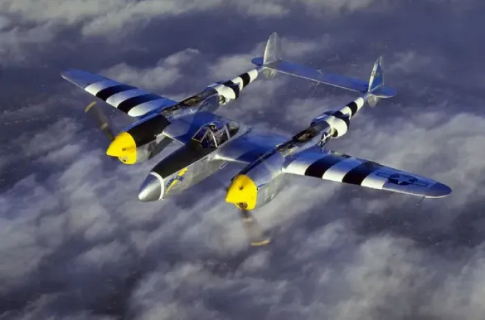 Framed Print : Lockheed P-38J Lightning -in D-Day stripes to help dist Framed Print : Lockheed P-38J Lightning -in D-Day stripes to help dist