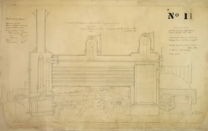 Framed Print : Locomotive luggage engine, longitudinal section Framed Print : Locomotive luggage engine, longitudinal section