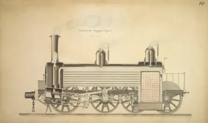 Framed Print : Locomotive luggage engine, longitudinal section Framed Print : Locomotive luggage engine, longitudinal section